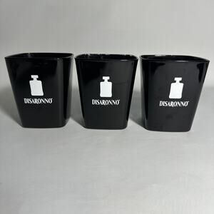 Disaronno Black Square Rocks Glasses Set of 3 Drinking Barware Cocktail